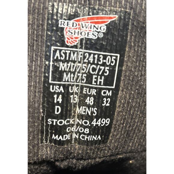 Red Wing Shoes Men\'s Leather Boots Brown Steel Toe Size 14 D Work Style No. 4499 main image 9